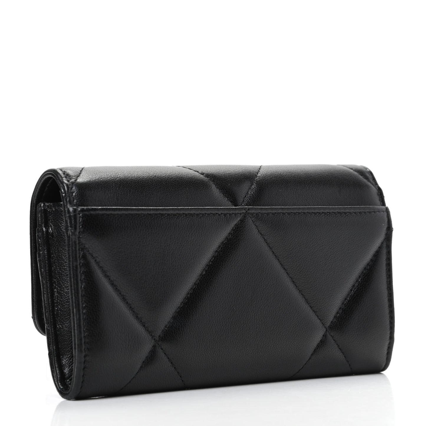 Lambskin Quilted Chanel 19 Flap Wallet Black