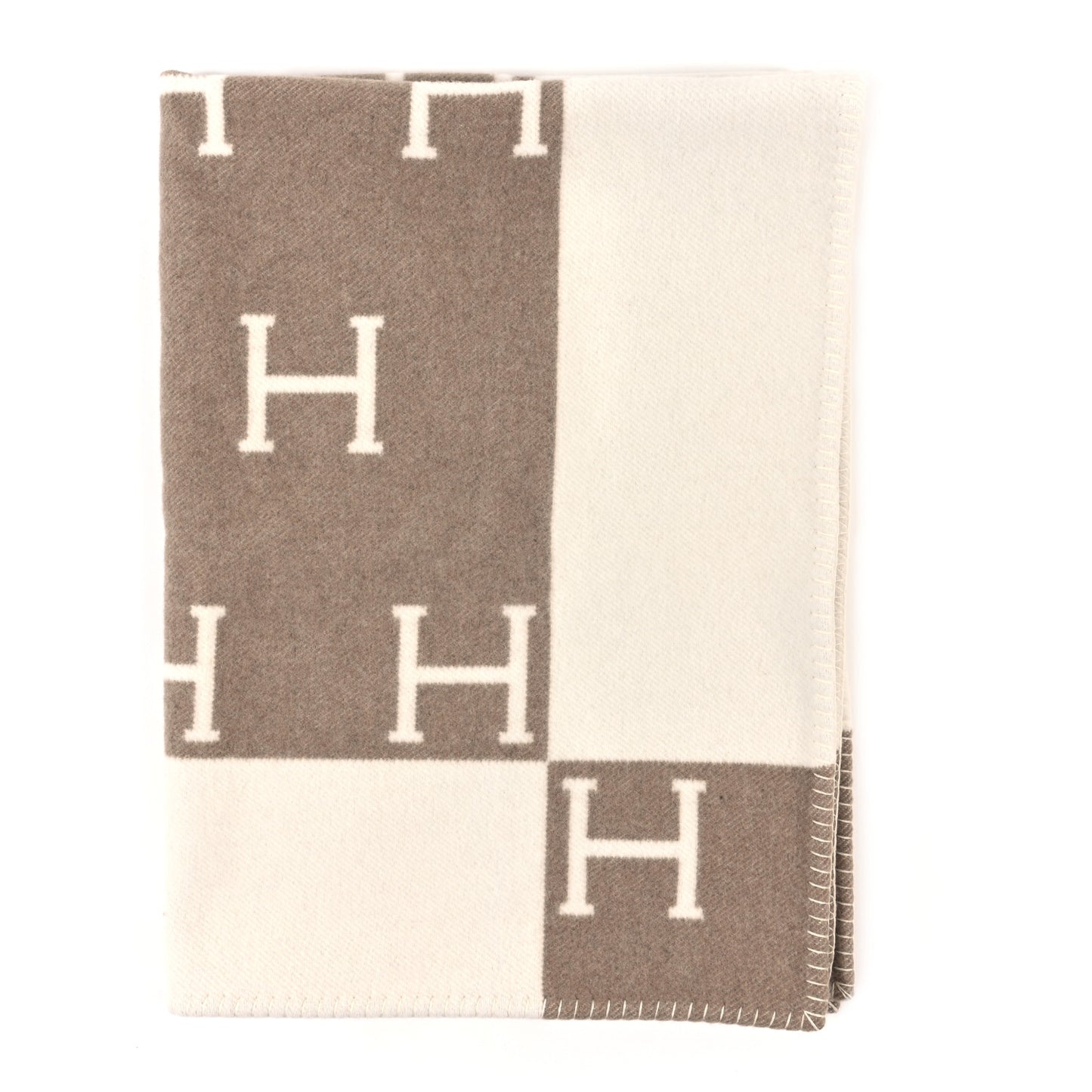 Wool Cashmere Avalon Baby Blanket Noisette Moyen White