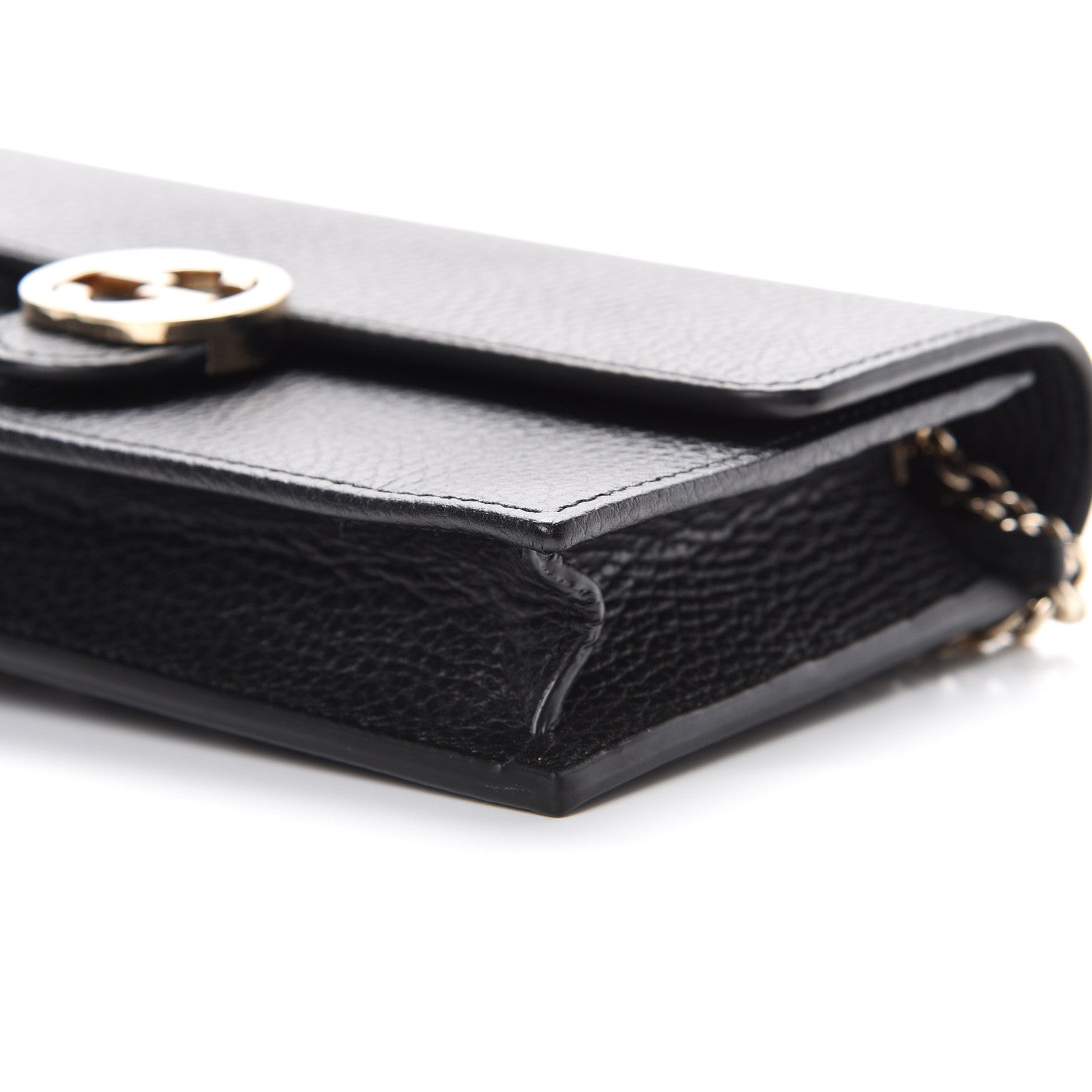 Gucci Dollar Calfskin Interlocking G Chain Wallet Black 9 of 9