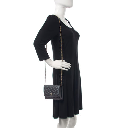 Chanel Iridescent Caviar Quilted Wallet On Chain WOC Black 2 of 11