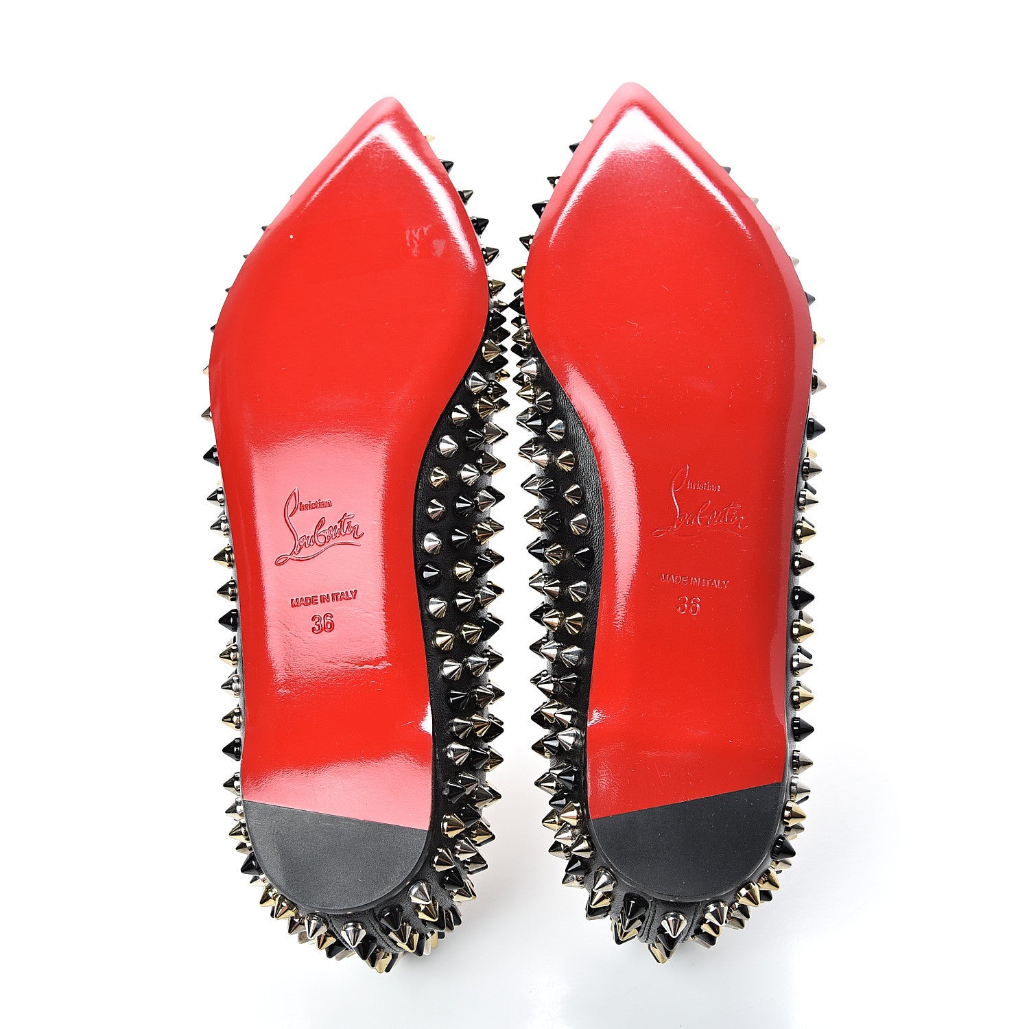 Christian Louboutin Nappa Pigalle Spikes Flats 36 Black 5 of 8