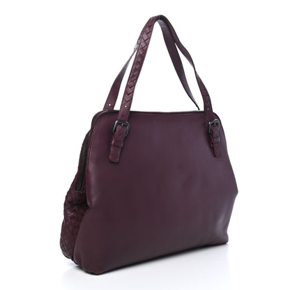 Bottega Veneta Nappa Intrecciato Double Compartment Tote Aubergine 2 of 4