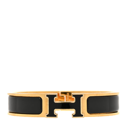Hermes Enamel Narrow Clic Clac H Bracelet GM Black 1 of 4