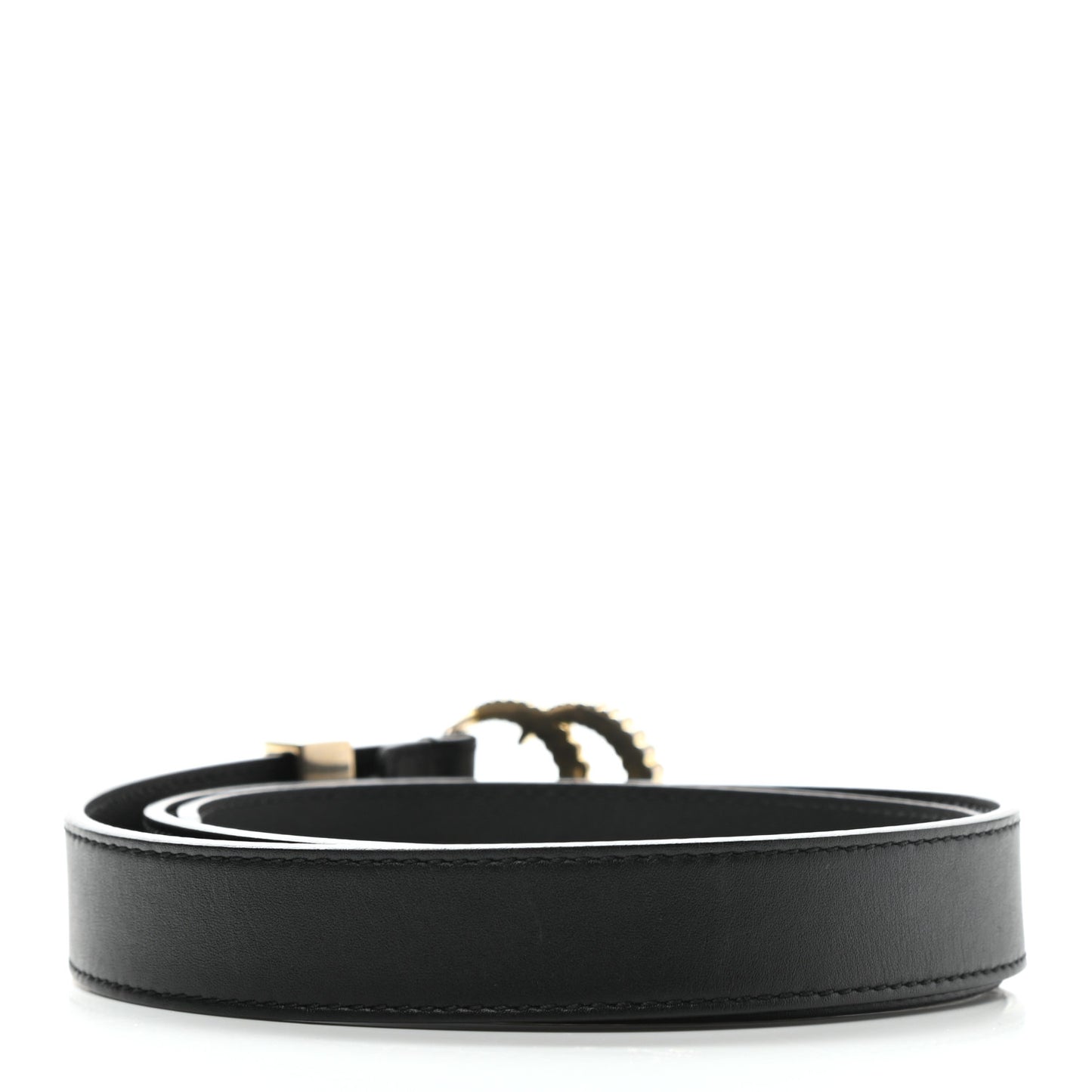 Moon Calfskin Torchon Double G 25mm Belt 85 34 Black