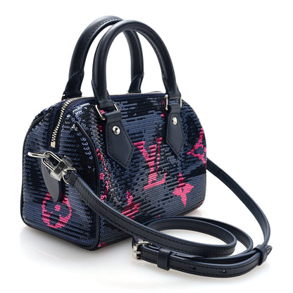 Louis Vuitton Giant Monogram Sequins Speedy Bandouliere 18 Navy Fuchsia 3 of 9
