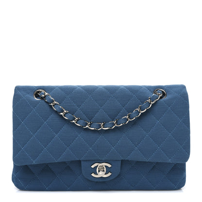 Chanel Jersey Quilted Medium Double Flap Blue 1 of 10