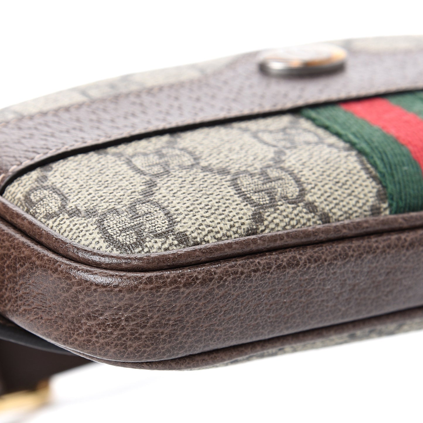 GG Supreme Monogram Web Small Ophidia Belt Bag 75 30 Dark Brown