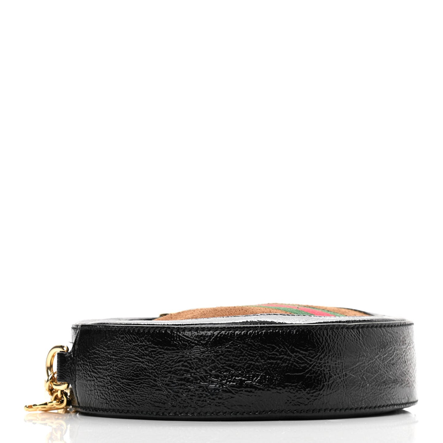 Suede Patent Web Mini Ophidia Round Shoulder Bag Nocciola Black