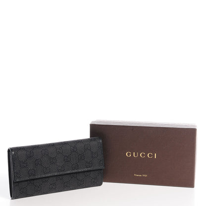 Gucci Denim Monogram Continental Wallet Black 5 of 7