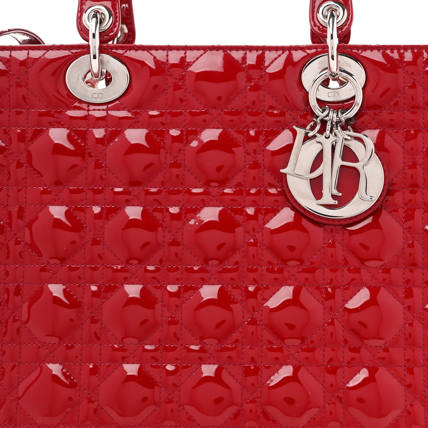 Patent Cannage Large Lady Dior Red