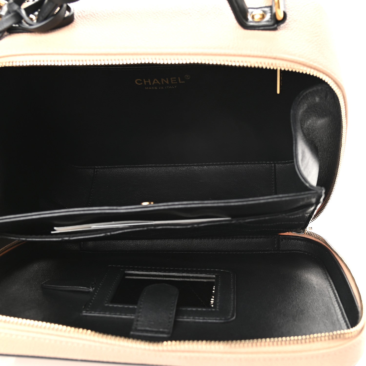 Chanel Caviar Quilted Large CC Filigree Vanity Case Beige Black 6 of 11
