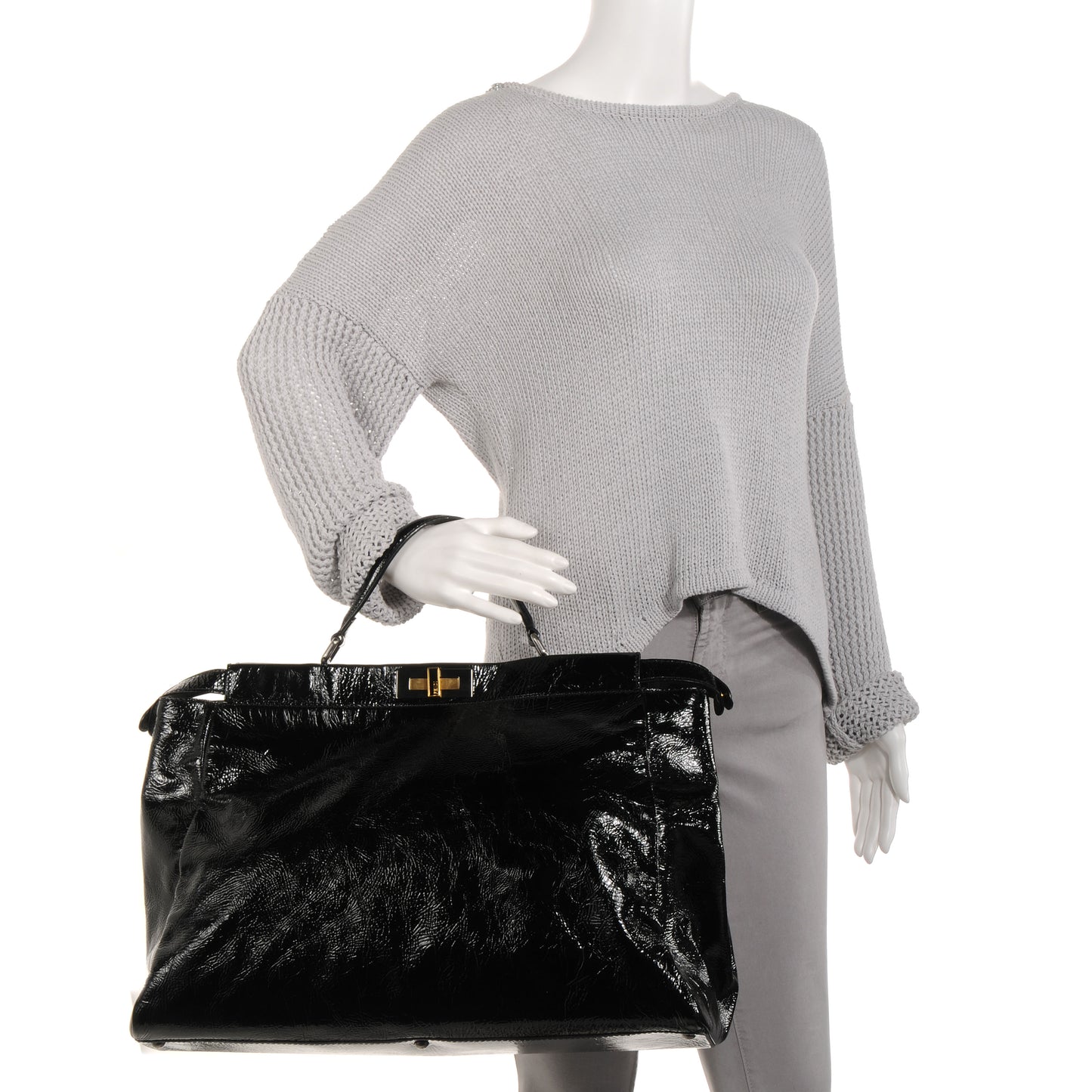 Patent XL Large Peekaboo Iconic Satchel Black