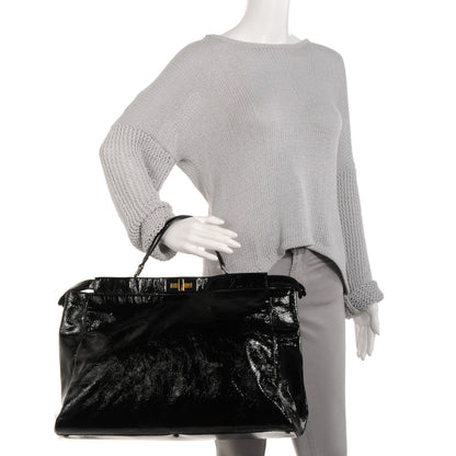 Fendi Patent XL Large Peekaboo Iconic Satchel Black 2 of 10