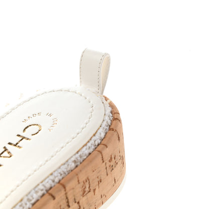 Chanel Tweed Cork CC Chain Mule Sandal 40 White 9 of 10