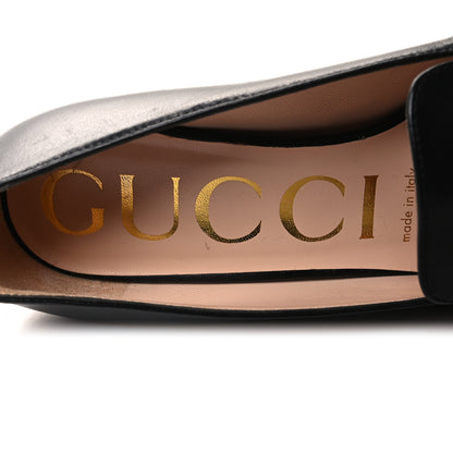 Gucci Malaga Kid Sylvie Web Chain Mid Heel Loafers 35 Black 8 of 9