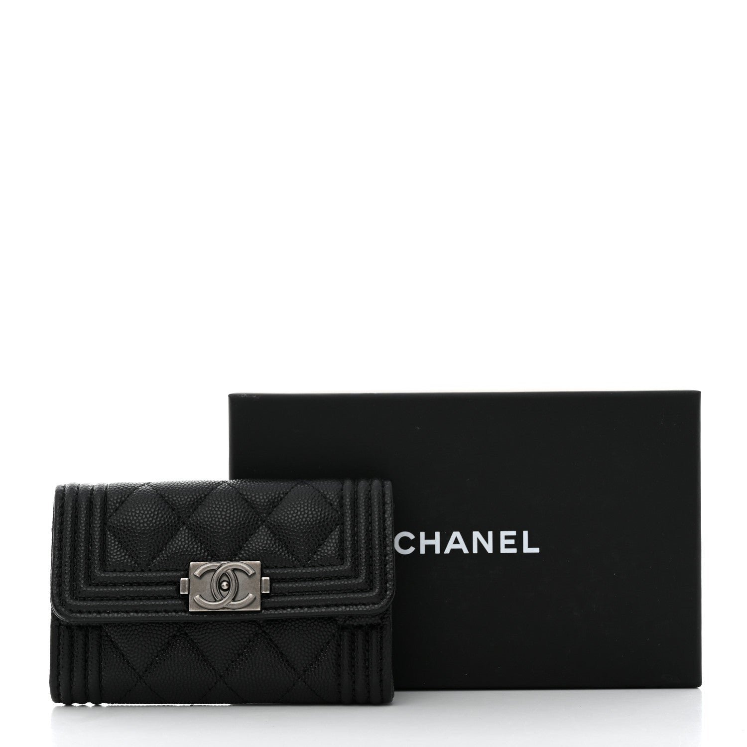 Chanel Caviar Quilted Boy Flap Card Holder Black 9 of 9
