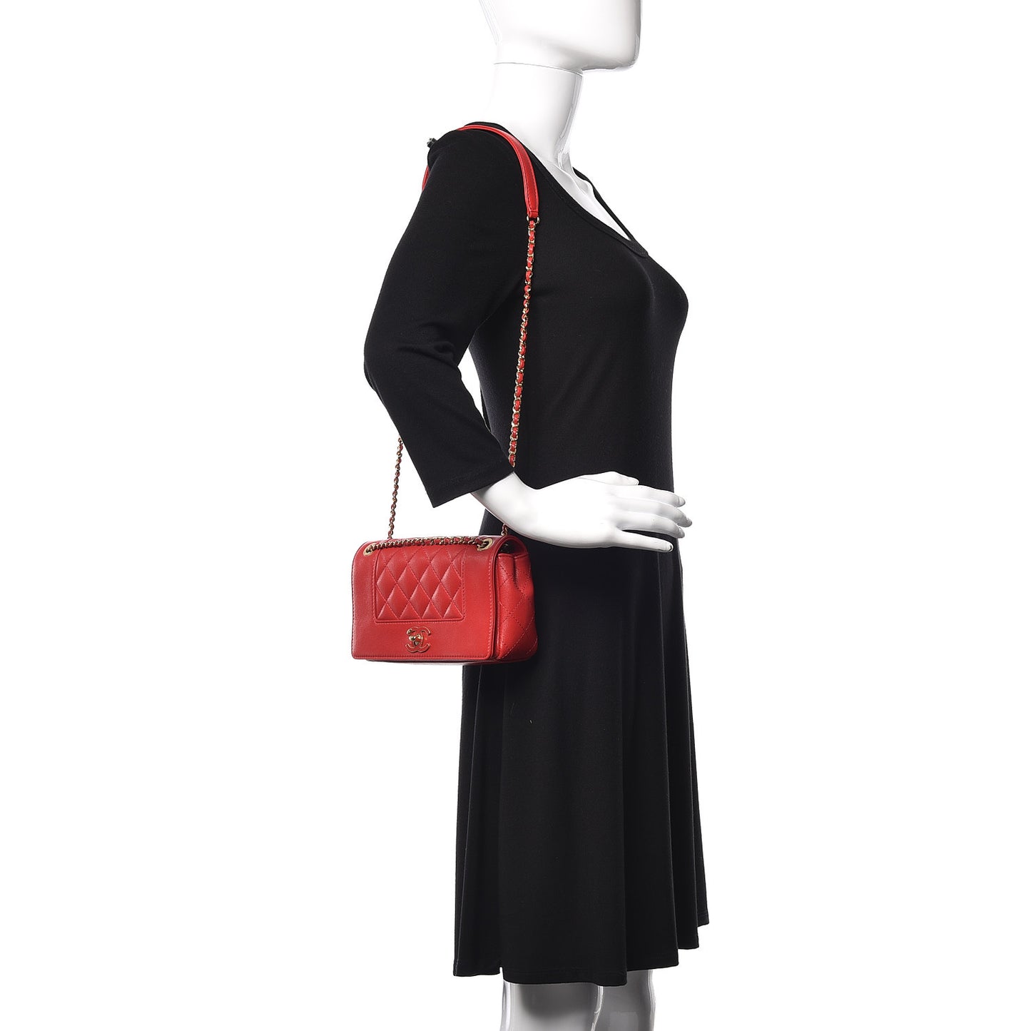 Sheepskin Quilted Small Vintage Mademoiselle Flap Red