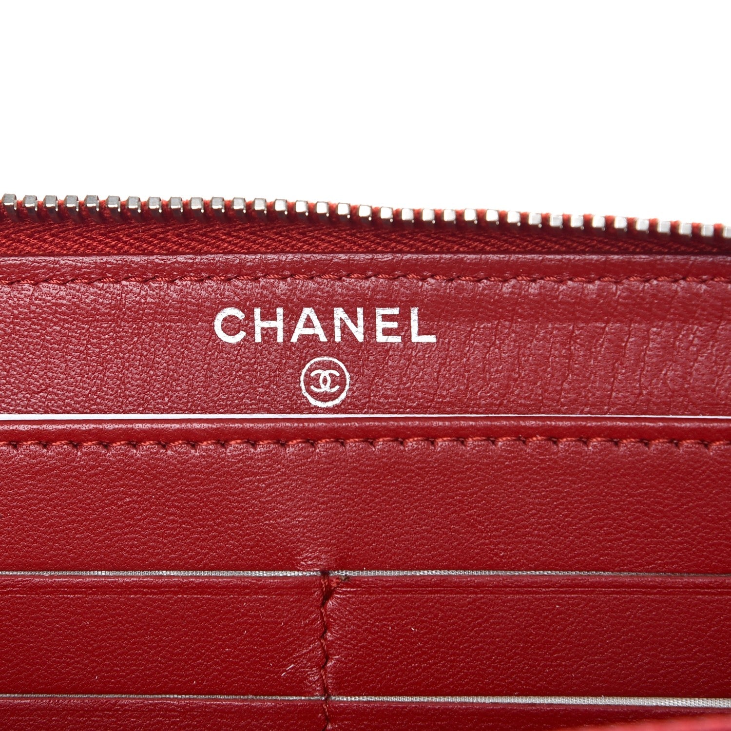 Chanel Lambskin Quilted Large Gusset Zip Around Wallet Red 6 of 9