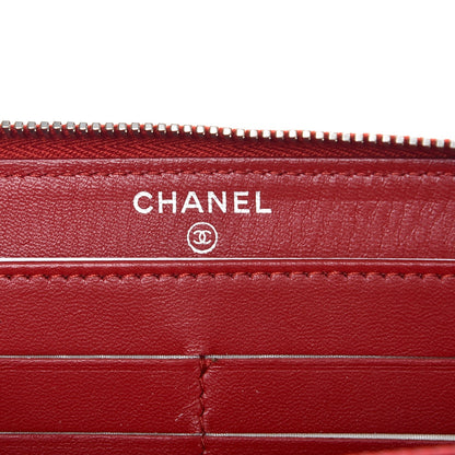 Chanel Lambskin Quilted Large Gusset Zip Around Wallet Red 6 of 9