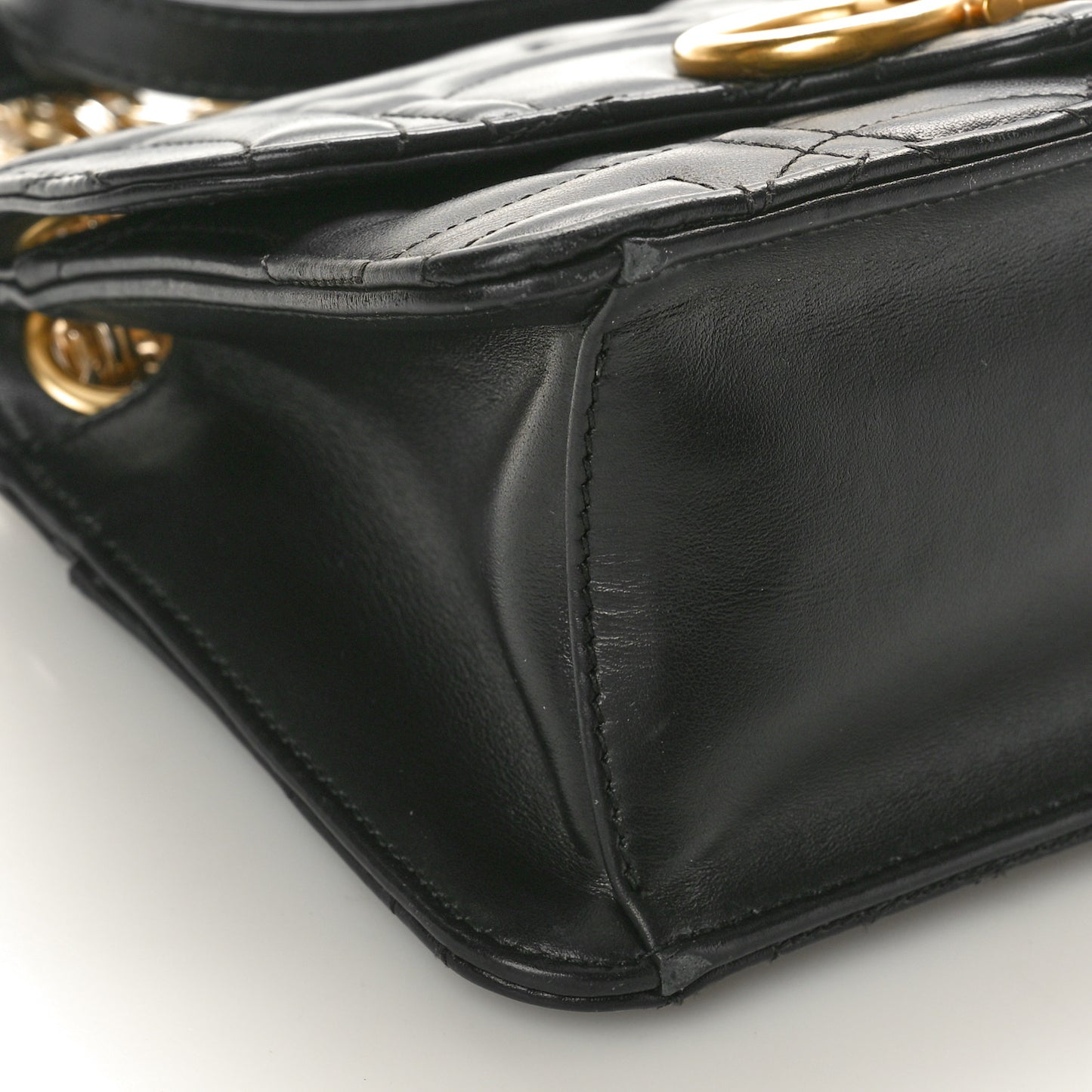 Calfskin Quilted Gancini Flap Bag Black