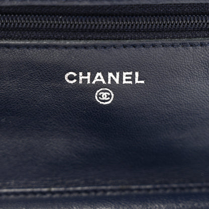 Chanel Quilted Wallet On Chain WOC  Navy Blue 6 of 12