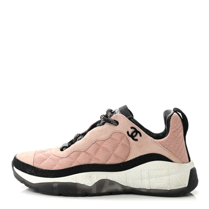 Chanel Mesh Suede Calfskin Quilted Sneakers 35 Pink Beige 1 of 9