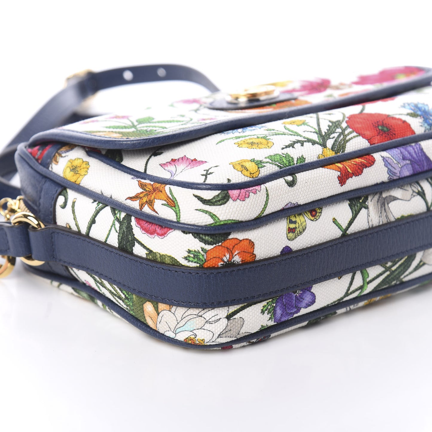 Canvas Flora Floral Shoulder Bag White Blue Agata Mulitcolor
