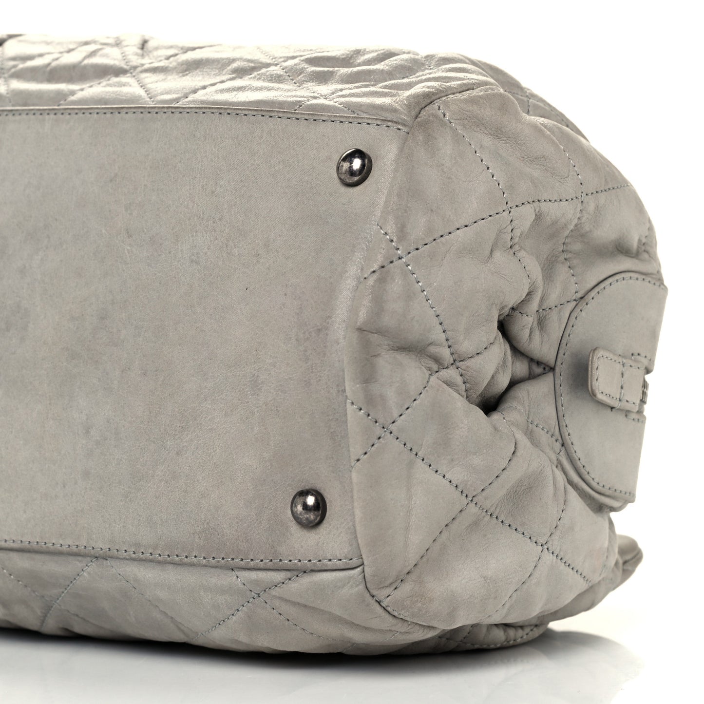Iridescent Calfskin Chic Quilt Bowling Bag Grey
