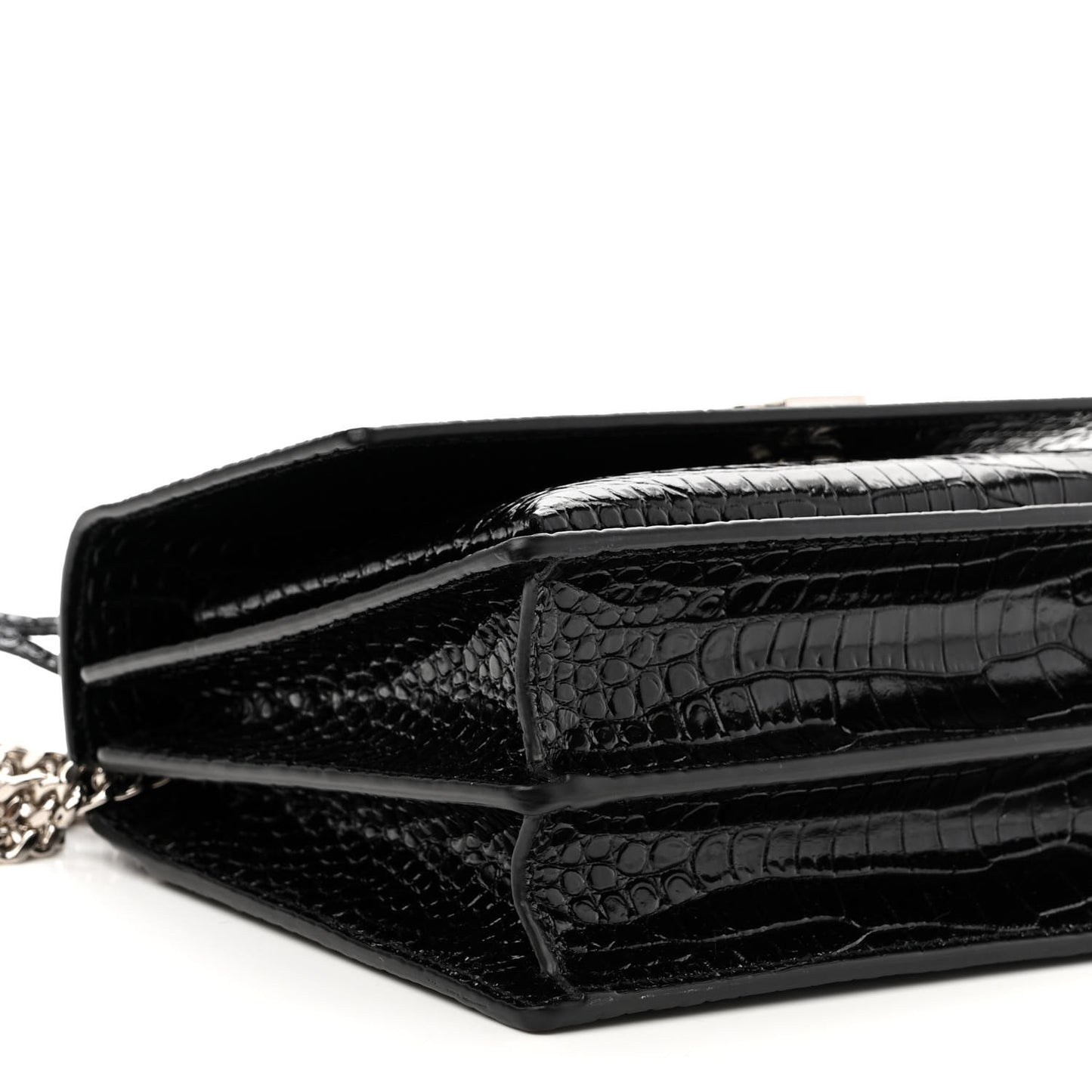 Calfskin Crocodile Embossed Medium Monogram Sunset Black