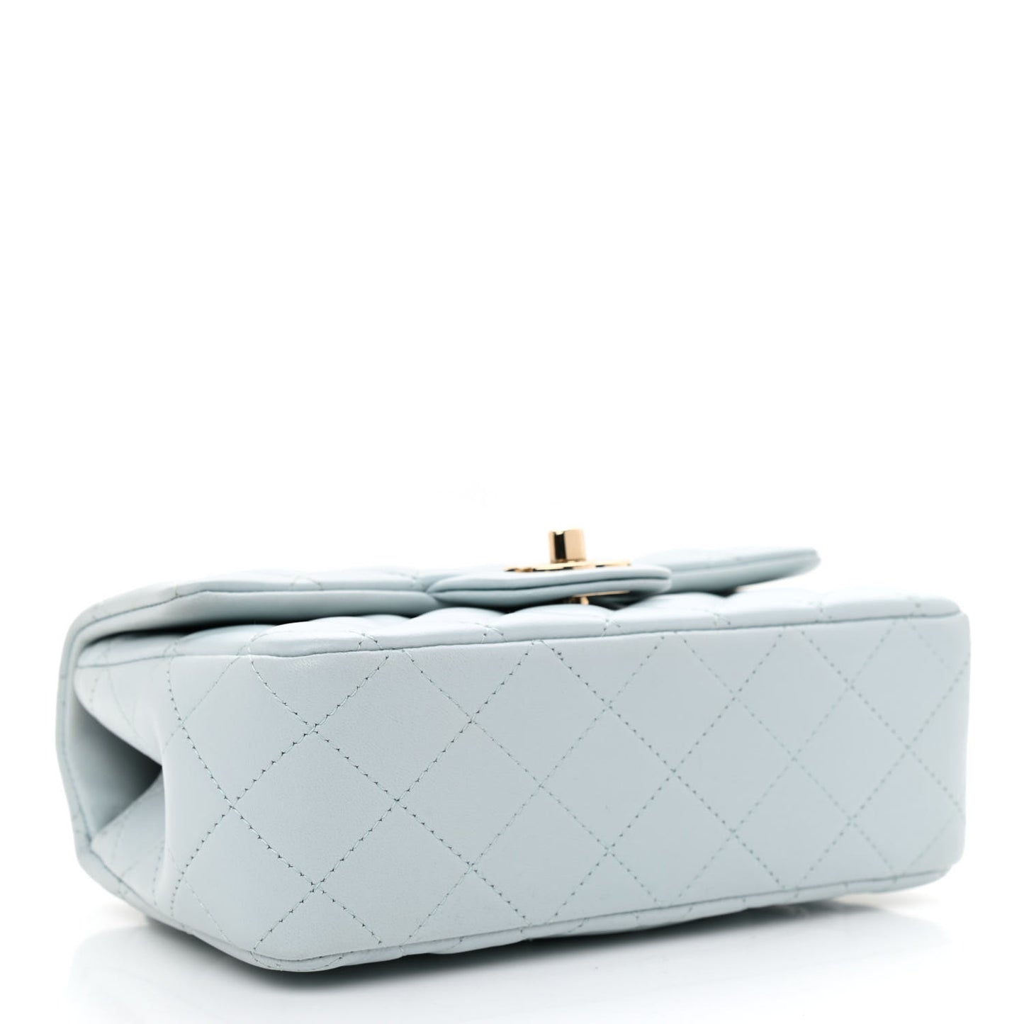 Lambskin Quilted Mini Top Handle Rectangular Flap Light Blue