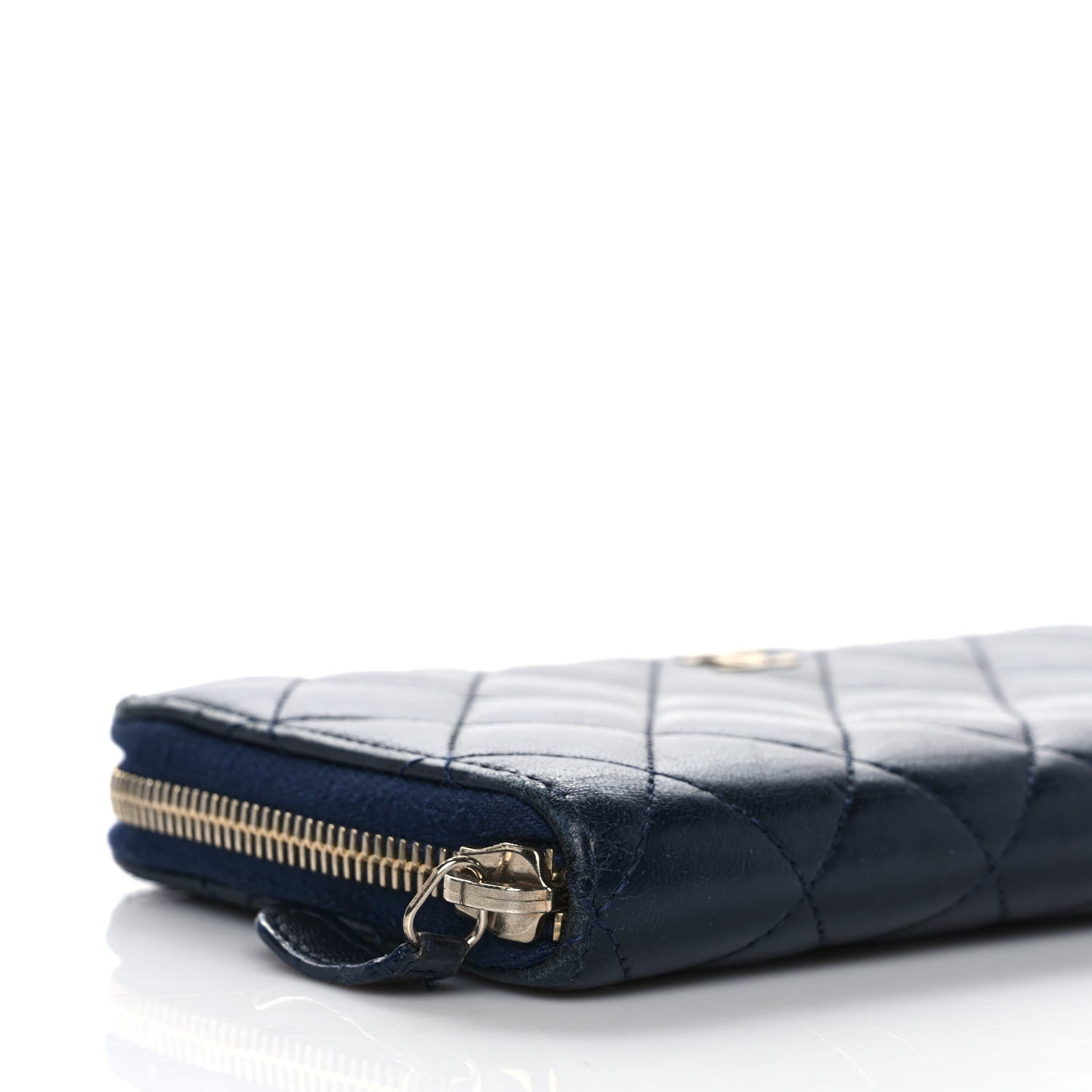 Chanel Lambskin Quilted Large Gusset Zip Around Wallet Blue 5 of 14