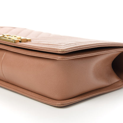 Chanel Caviar Chevron Quilted New Medium Boy Flap Light Brown 7 of 11