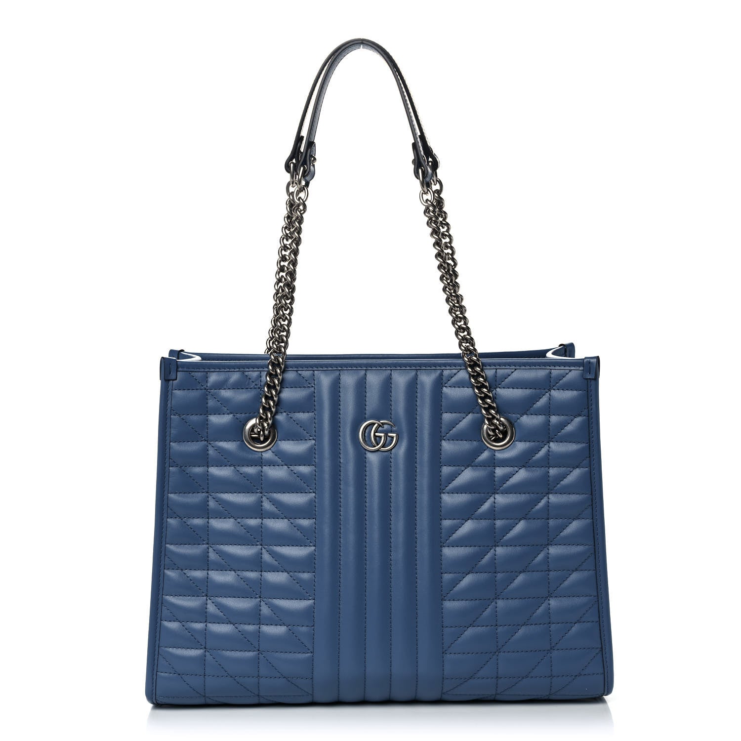 Gucci Calfskin Matelasse Aria Medium GG Marmont Shoulder Tote Clear Blue 1 of 10