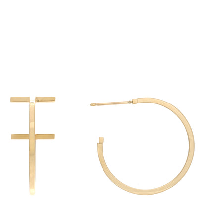 Tiffany 18K Yellow Gold Medium T Wire Hoop Earrings 1 of 6