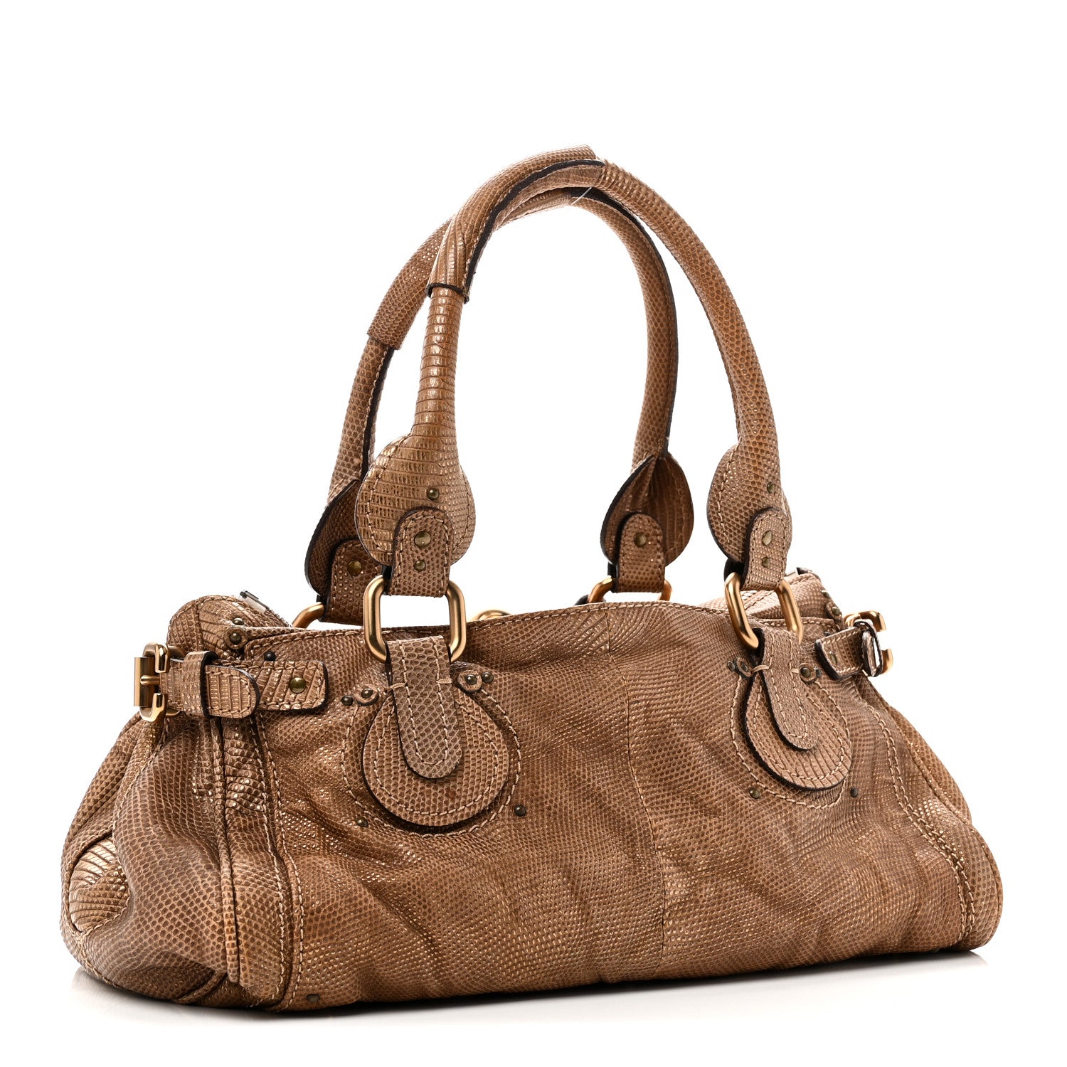 Chloe Lizard Medium Paddington Satchel Bronze 1851952 – FASHIONPHILE