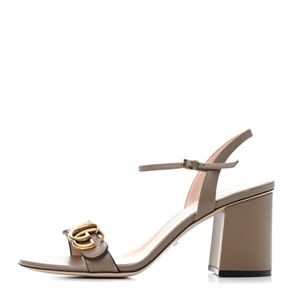 Gucci Lifford Calfskin GG Marmont Ankle Wrap 75mm Sandals 40 Mud 1 of 4