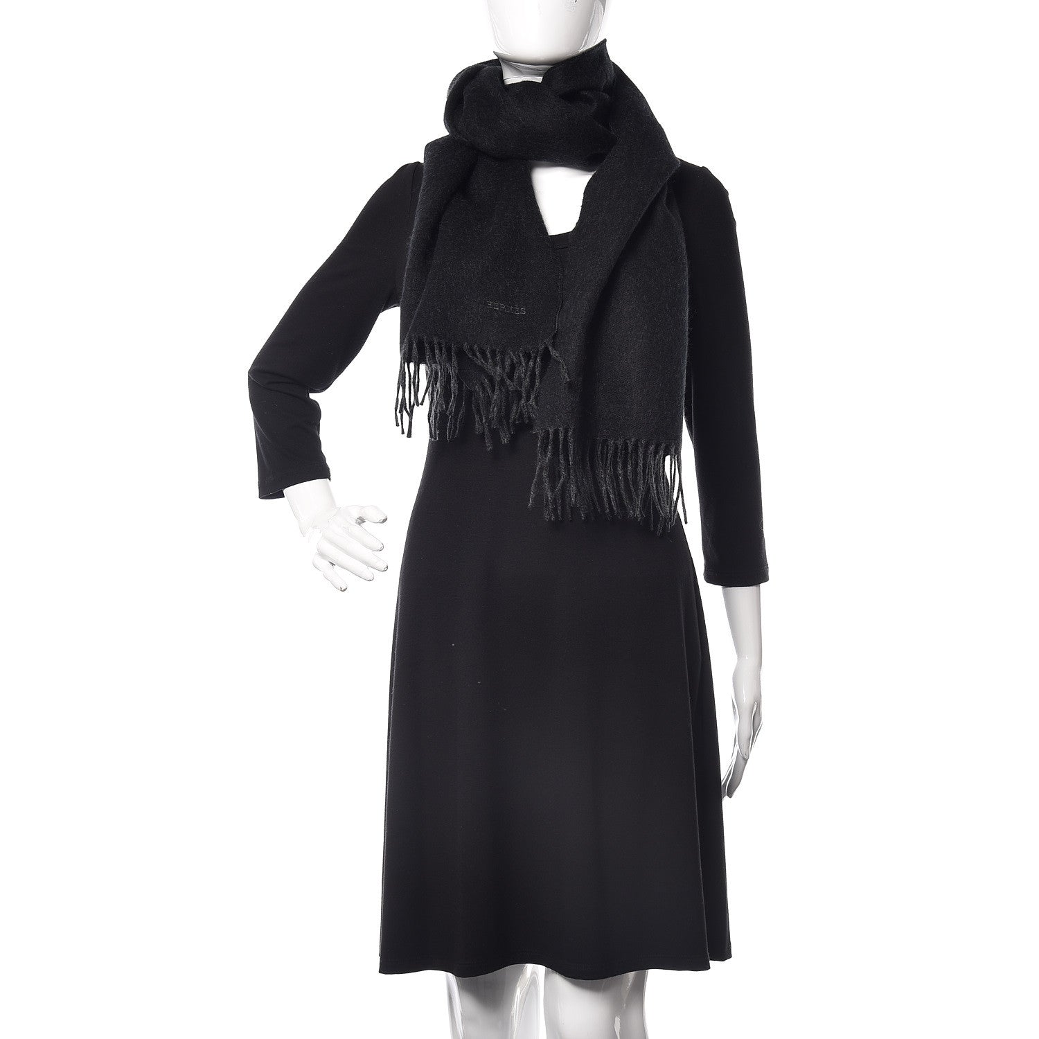 Hermes Cashmere Recto Verso Muffler Black Flanelle 2 of 4