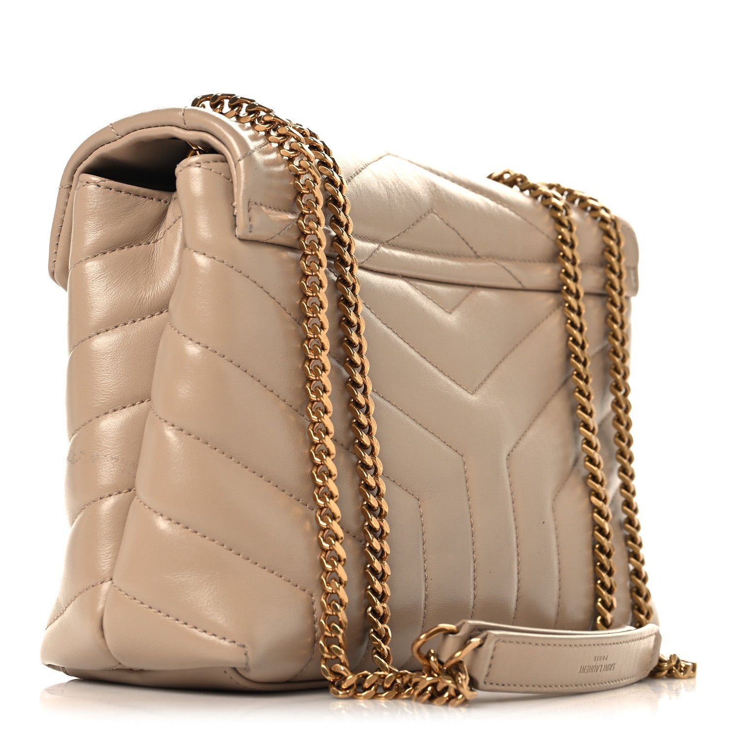 Saint Laurent Calfskin Y Quilted Monogram Small Loulou Chain Satchel Dark Beige Dark Beige 3 of 10