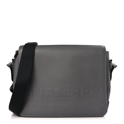 Burberry Grainy Calfskin Embossed Bruno Messenger Charcoal Grey 1 of 8