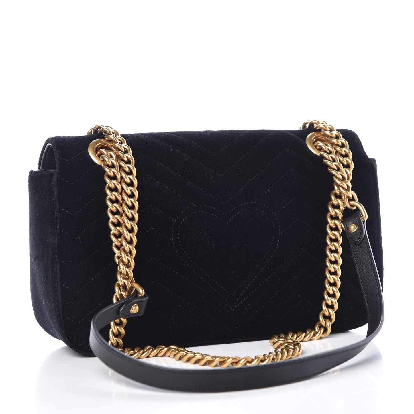 Velvet Matelasse Small GG Marmont Shoulder Bag Black