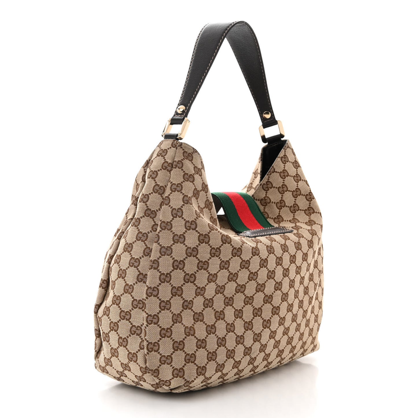 Monogram Large New Ladies Web Hobo Dark Brown