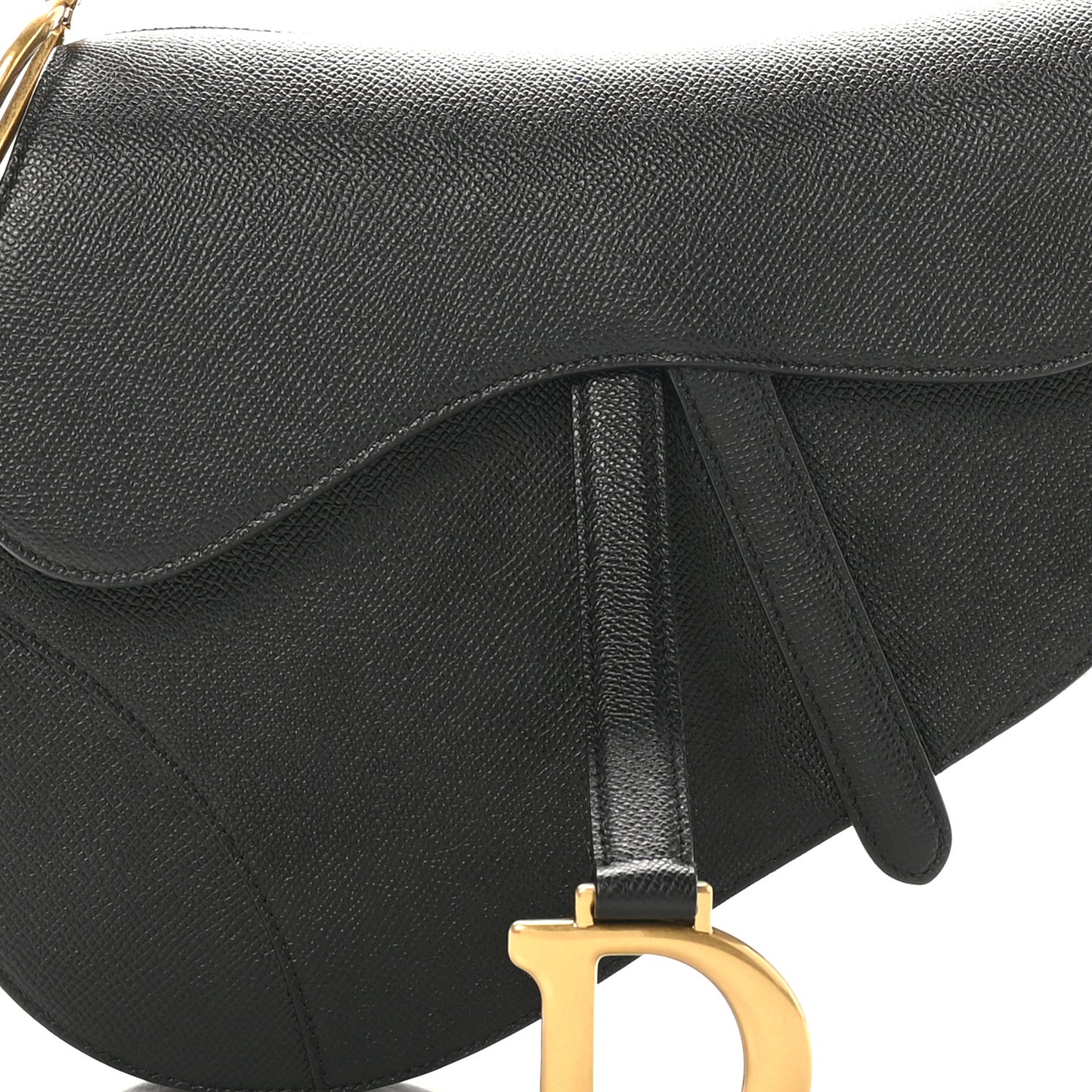 Grained Calfskin Saddle Bag Black