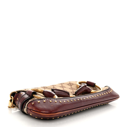 Gucci Monogram Studded Small Horsebit Clutch Bordeaux 4 of 15