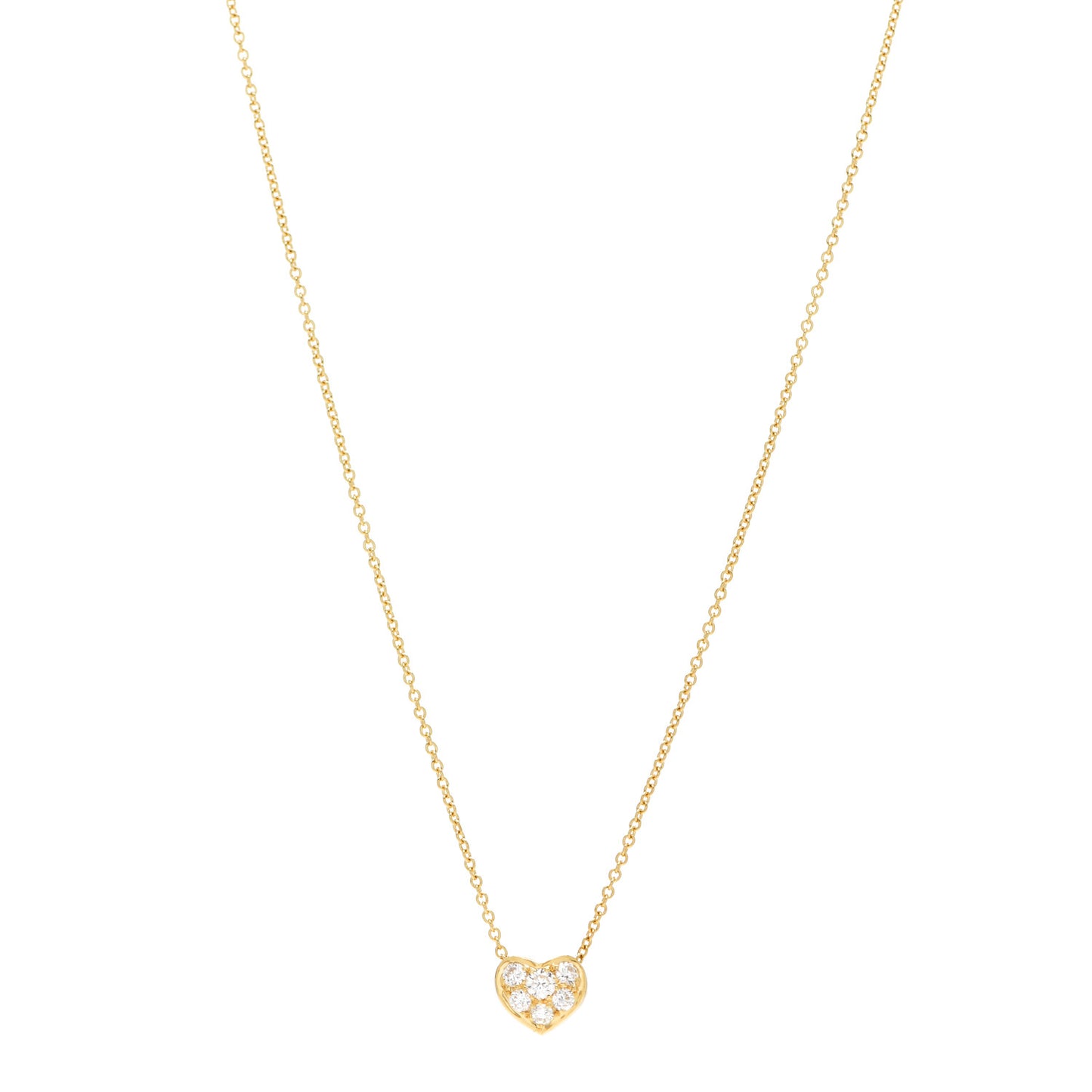 18K Yellow Gold Diamond Heart Pave Pendant Necklace