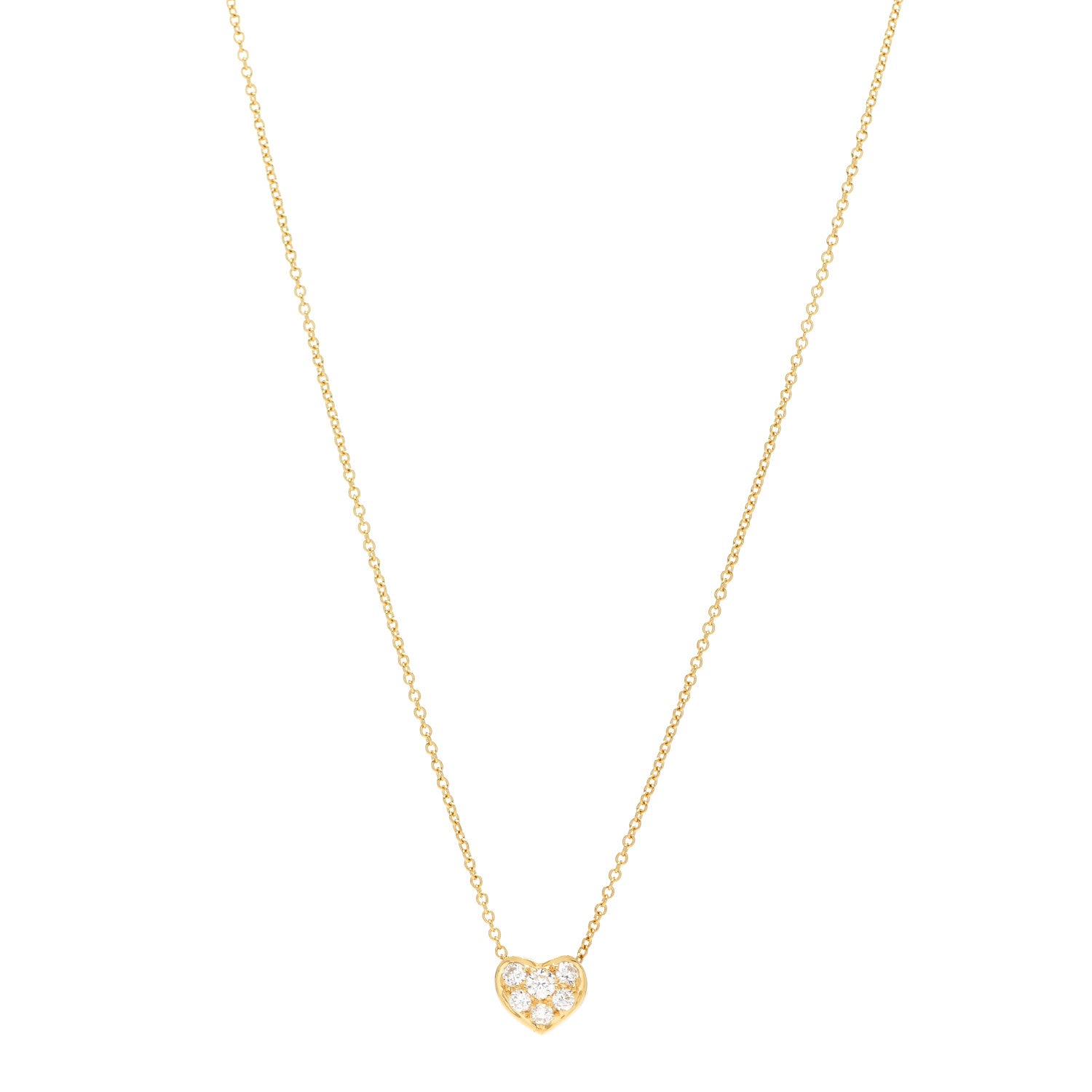 Tiffany 18K Yellow Gold Diamond Heart Pave Pendant Necklace 1 of 5