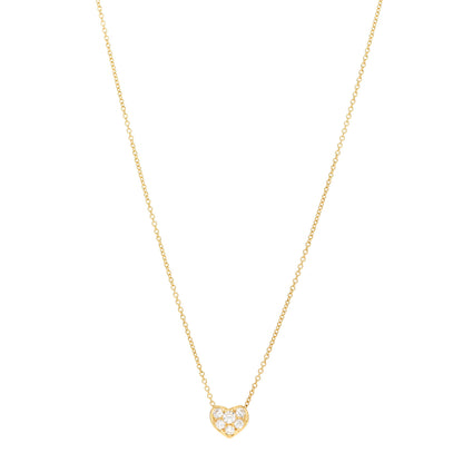 Tiffany 18K Yellow Gold Diamond Heart Pave Pendant Necklace 1 of 5