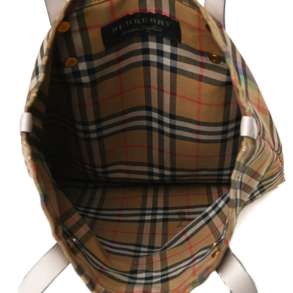 Burberry Vintage Rainbow Check Shopper Tote White 7 of 17