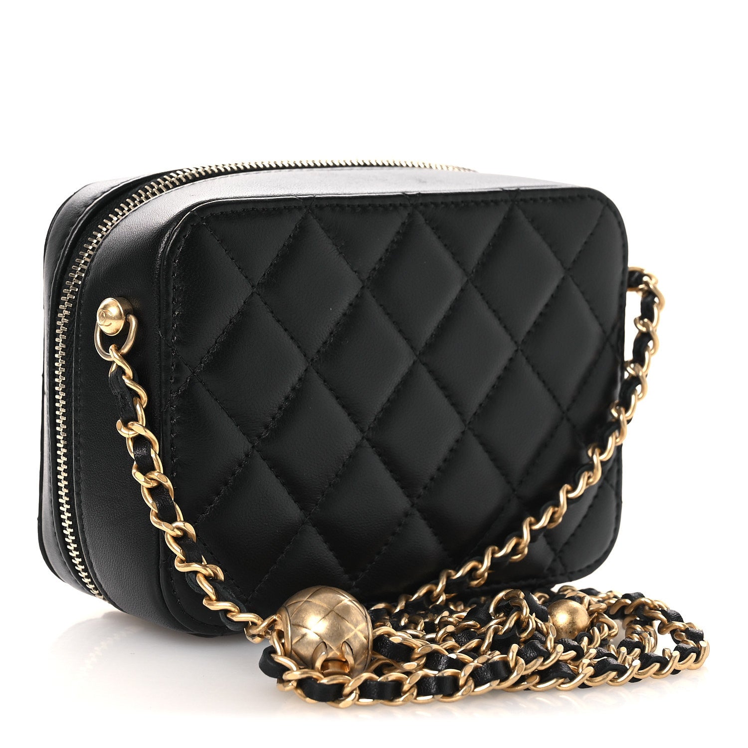 Chanel Lambskin Quilted CC Pearl Crush Camera Case Black 2 of 11