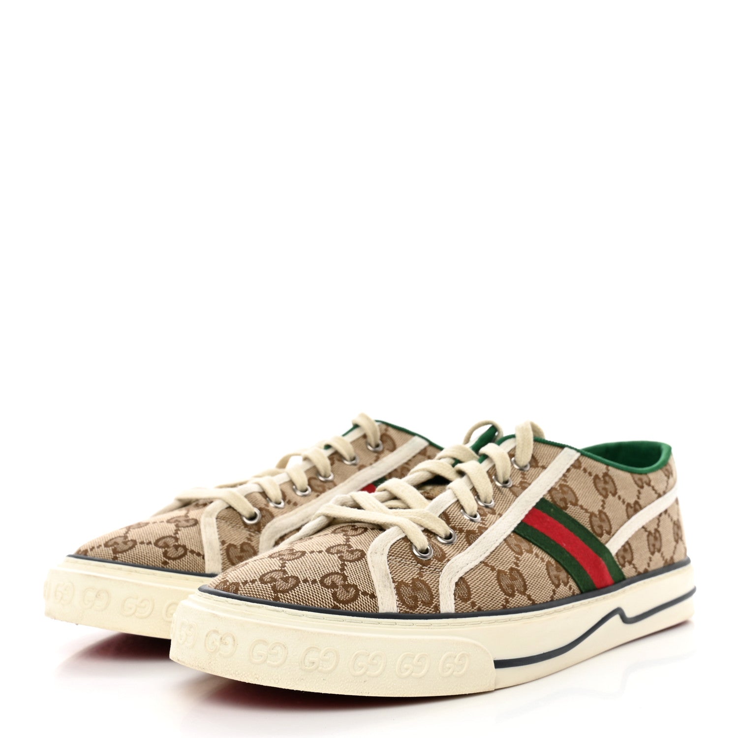 Gucci GG Monogram Web Mens 1977 Tennis Sneakers 10.5 Beige Ebony Mystic White 3 of 12