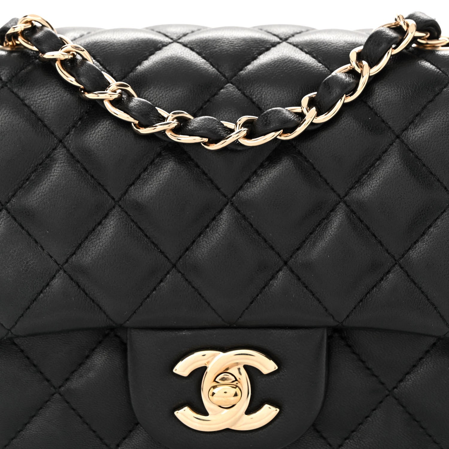 Chanel Lambskin Quilted Mini Square Flap Black 8 of 10